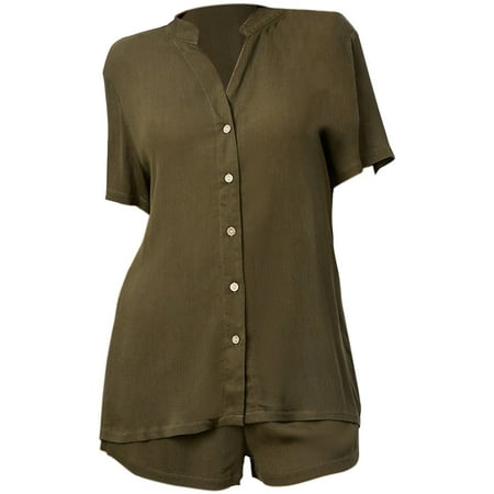 Pajamas For Ladies Solid Color Short Sleeve V-Neck Spring Summer Loose Button T Shirt Shorts Home Casual Suit Comfortable Breathable Elegant Loungewear
Pajamas For Ladies Solid Color Short Sleeve V-Neck Spring Summer Loose Button T Shirt Shorts Home Casual Suit Comfortable Breathable Elegant Loungewear