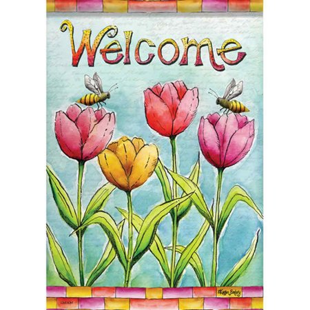 Carson Lg Flag-Tulips & Bees - 28x40