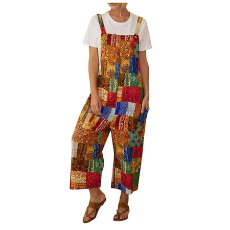 Off The Shoulder Jumpsuits For Women Fashion Ethnic Style Patchwork Vintage Printed Buttons Suspender Romper Yellow S
Off The Shoulder Jumpsuits For Women Fashion Ethnic Style Patchwork Vintage Printed Buttons Suspender Romper Yellow S