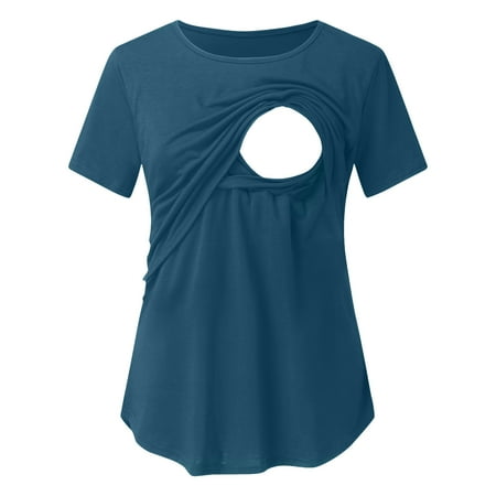 Odeerbi Maternity Shirts Womens Nursing Round Neck Short Sleeve Breastfeeding Blouse Blue
Odeerbi Maternity Shirts Womens Nursing Round Neck Short Sleeve Breastfeeding Blouse Blue