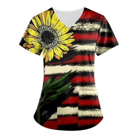 Sksloeg Women Scrub Breathable Red White Blue Star Stripe Printed Shirts Tee Tops Short Sleeve V-Neck Nursing Working Uniform with Pockets Yellow XXXXL
Sksloeg Women Scrub Breathable Red White Blue Star Stripe Printed Shirts Tee Tops Short Sleeve V-Neck Nursing Working Uniform with Pockets Yellow XXXXL