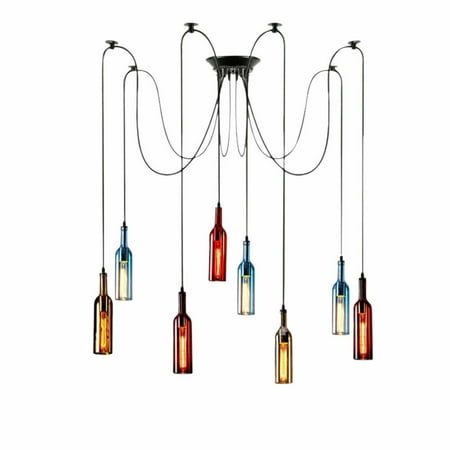 OUKANING 8-Light Colored Glass Pendant Light Vintage Industrial Colorful Wine Bottle Chandelier Ceiling Hanging Lighting Fixture
OUKANING 8-Light Colored Glass Pendant Light Vintage Industrial Colorful Wine Bottle Chandelier Ceiling Hanging Lighting Fixture