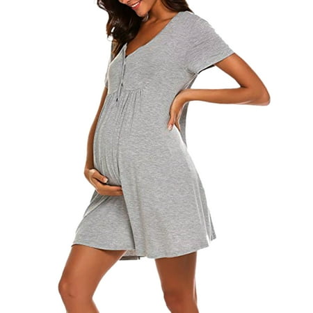 CHGBMOK Pregnant Womens Dress Maternity Dress Fashion O-Neck Solid Buttons Short Sleeve on Clearance
CHGBMOK Pregnant Womens Dress Maternity Dress Fashion O-Neck Solid Buttons Short Sleeve on Clearance