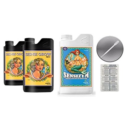 Advanced Nutrients Sensi Grow A and B 4 Liter with Sensizym 1 Liter Bundle and Conversion Chart and 3mL Pipette