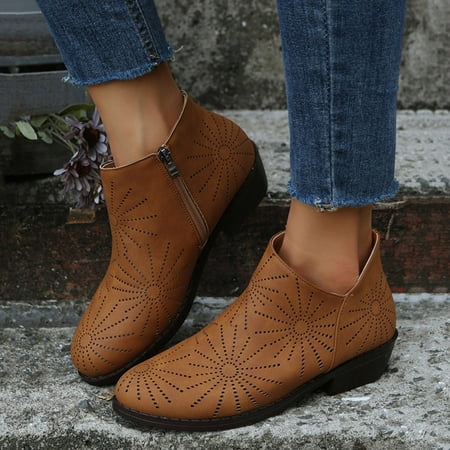 FZM Women shoes Fashion Autumn And Winter Ladies Ankle Boots Thick Heel Low Heel Round Toe Solid Color Side Zipper Hollow Comfortable
FZM Women shoes Fashion Autumn And Winter Ladies Ankle Boots Thick Heel Low Heel Round Toe Solid Color Side Zipper Hollow Comfortable