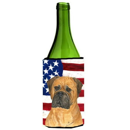 Usa American Flag With Bullmastiff Wine Bottle Hugger - 24 oz.