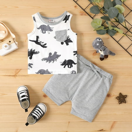 PatPat Baby Boyes Dinosaur Print Sleeveless Tank Top and Shorts Set Casual Infant Boys Summer Outfit Elastic Waist Comfy Shorts 0-24 Month
PatPat Baby Boyes Dinosaur Print Sleeveless Tank Top and Shorts Set Casual Infant Boys Summer Outfit Elastic Waist Comfy Shorts 0-24 Month