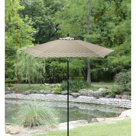Better Homes and Gardens 9' Round Umbrella, Tan Trellis