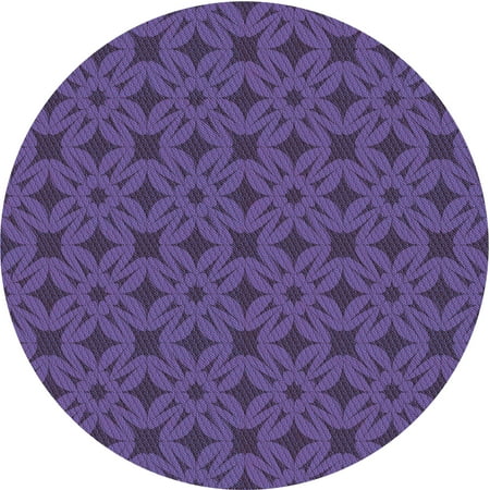 Ahgly Company Indoor Round Patterned Purple Jam Purple Area Rugs 4 Round