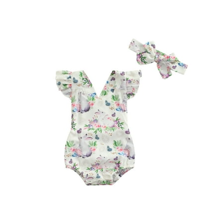 FINELOOK Baby Girl Easter Romper Set Rabbit Fly Sleeve Playsuit Headband Set White 12-18 Months
FINELOOK Baby Girl Easter Romper Set Rabbit Fly Sleeve Playsuit Headband Set White 12-18 Months