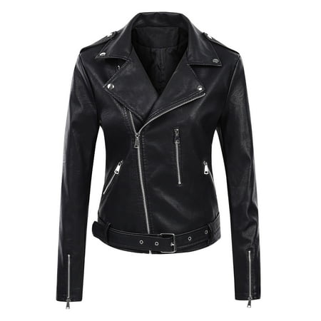 Womens Moto Biker Long Sleeve Jackets Slim Fit Classic Faux Leather Motorcycle Jacket Fashion Cool Girl Streetwear
Womens Moto Biker Long Sleeve Jackets Slim Fit Classic Faux Leather Motorcycle Jacket Fashion Cool Girl Streetwear