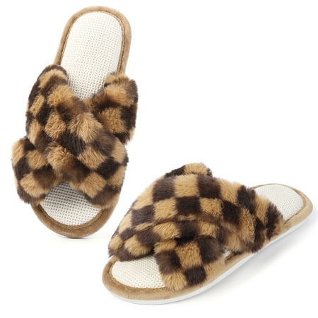 GloryStar Fuzzy Cross Band Slippers Soft Plush Furry Fur House Shoes Open Toe Cozy Indoor Outdoor Slides for Women
GloryStar Fuzzy Cross Band Slippers Soft Plush Furry Fur House Shoes Open Toe Cozy Indoor Outdoor Slides for Women
