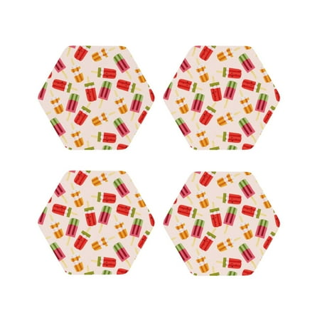 Leather Coasters Set of 4 - Popsicle print Lightweight Non-Slip Drink Coasters for Desk Anti-Scalding Desk Cup Coasters for Office Table Decor Hexagon
Leather Coasters Set of 4 - Popsicle print Lightweight Non-Slip Drink Coasters for Desk Anti-Scalding Desk Cup Coasters for Office Table Decor Hexagon