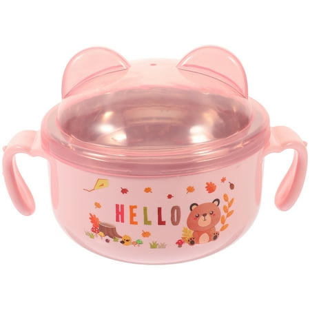 HOMEMAXS Toddler Bowl with Lid Stainless Steel Bowl Double Handle Bowl Kids Food Bowl