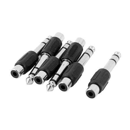 6Pcs 3.5mm Stereo Male Audio TRS Black Jack Plug Audio Conversion Adapter