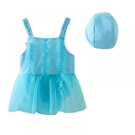 Baby Girls Sleeveless Halter Swimsuit with Swim Cap Lace One Piece Swimwear Beach Bikini Bathing Outfit for Toddler Blue
Baby Girls Sleeveless Halter Swimsuit with Swim Cap Lace One Piece Swimwear Beach Bikini Bathing Outfit for Toddler Blue