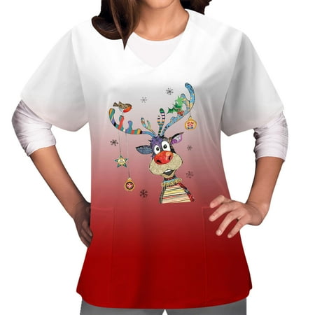Christmas Clothes Clearance! TMOYZQ Christmas Scrub Tops for Womens Classic Fit Working Uniforms Reindeer Print Short Sleeve V Neck Professional Nursing Workwear Loose Blouse with Pockets
Christmas Clothes Clearance! TMOYZQ Christmas Scrub Tops for Womens Classic Fit Working Uniforms Reindeer Print Short Sleeve V Neck Professional Nursing Workwear Loose Blouse with Pockets