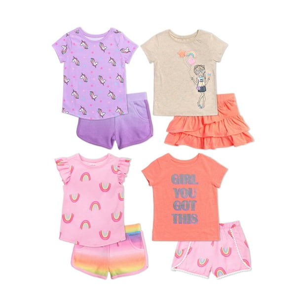 Garanimals Baby Girls & Toddler Girls Mix & Match Outfits Kid-Pack Gift Box, 8-Piece Set (12M-5T)