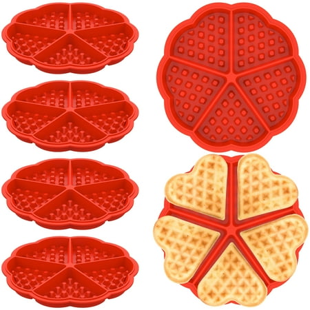 Retrok 6pcs Waffle Making Moulds 5 Cavities Silicone Waffle Baking Mold Heat-Resistance Pancakes Mould Non-Stick Heart Shaped Muffin Mould Reusable Cake Mould for Kitchen Baking (Red)
Retrok 6pcs Waffle Making Moulds 5 Cavities Silicone Waffle Baking Mold Heat-Resistance Pancakes Mould Non-Stick Heart Shaped Muffin Mould Reusable Cake Mould for Kitchen Baking (Red)