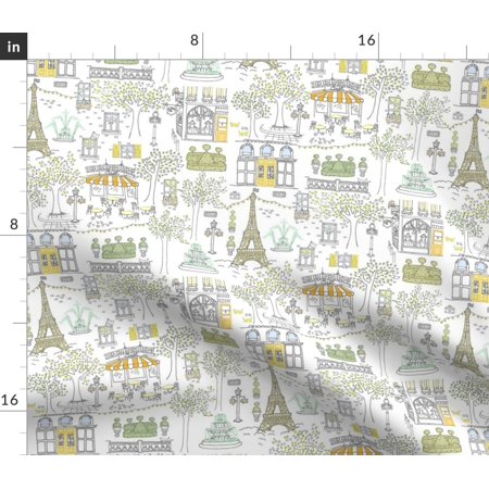 Parisian Paris Landscape Eiffel Tower Print Fabric Printed by Spoonflower BTY