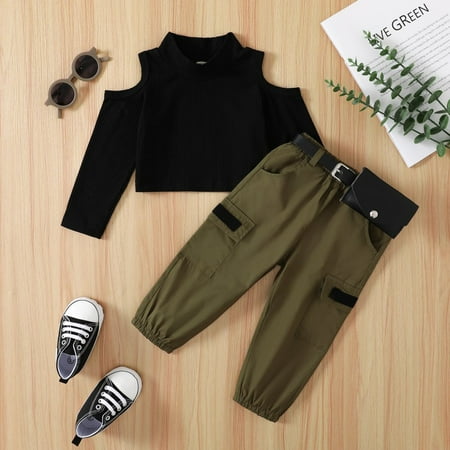 Girls 2 Piece Outfits Off Shoulder Long Sleeve Top Overalls Pants Set Hip Hop Jazz Street Dance Skateboarding Clothes
Girls 2 Piece Outfits Off Shoulder Long Sleeve Top Overalls Pants Set Hip Hop Jazz Street Dance Skateboarding Clothes