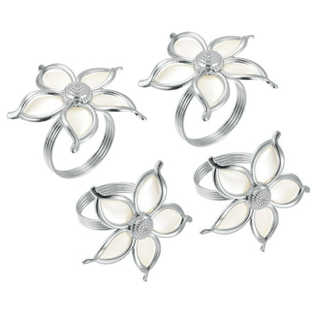 Uxcell Napkin Rings 4 Pack 35mm Inner Diameter Alloy Napkin Buckles Silver Tone