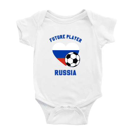 Future Soccer Player Russia Soccer Fan Baby Rompers (White 3-6 Months)