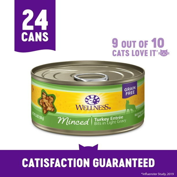 Wellness Complete Health Natural Grain Free Wet Canned Cat Food, Minced Turkey Entree, 5.5-Ounce Can (Pack of 24)
