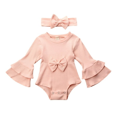 Suanret 2Pcs Newborn Baby Girls Knit Romper Bodysuit Knitted Flare Sleeve Jumpsuit with Headband Fall Winter Clothes Pink 6-12 Months
Suanret 2Pcs Newborn Baby Girls Knit Romper Bodysuit Knitted Flare Sleeve Jumpsuit with Headband Fall Winter Clothes Pink 6-12 Months
