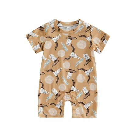 Infant Baby Girl Boy Western Clothes Short Sleeve Bull Cactus Horse Print Summer Romper Jumpsuit
Infant Baby Girl Boy Western Clothes Short Sleeve Bull Cactus Horse Print Summer Romper Jumpsuit