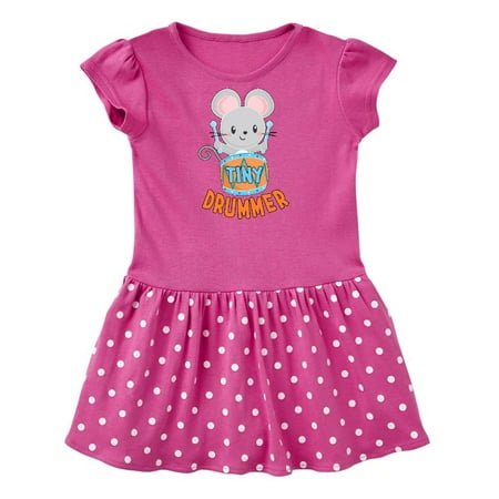 Inktastic Tiny Drummer Cute Mouse with Orange Drum Gift Baby Girl Dress