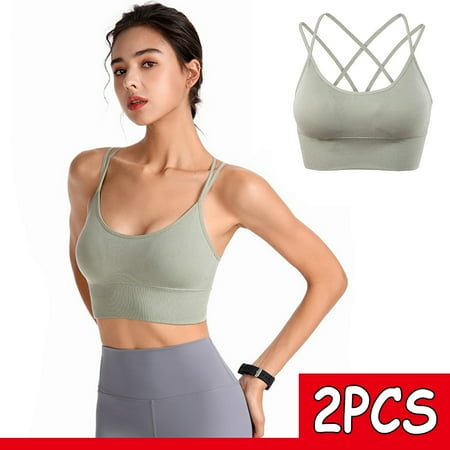 2PCS Spaghetti Strap Crisscross Bra Low Impact