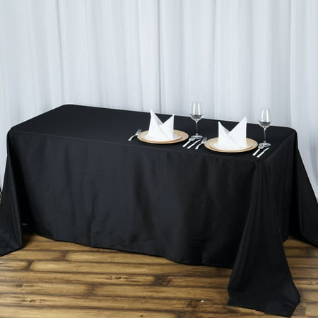 BalsaCircle 90 x 156 Premium Polyester Rectangular Tablecloth Table Linens Black