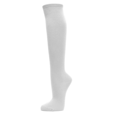 Couver Cotton Plain Fashion Casual Ladies / Girls Cute Knee High Socks White Large