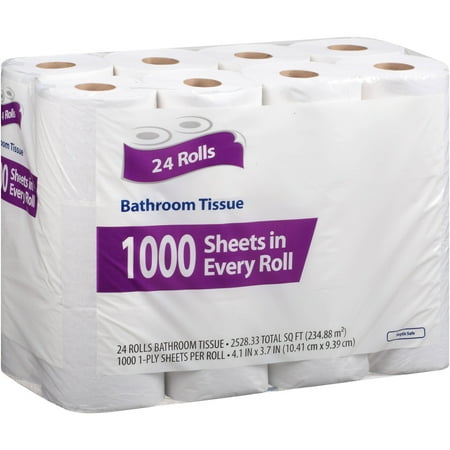 Bathroom Tissue, 1000 sheets, 24 rolls - Walmart.com