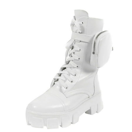 Stylish Platform Boots with Small Pocket Women Lace Up Round head Boots for Autumn 40 White
Stylish Platform Boots with Small Pocket Women Lace Up Round head Boots for Autumn 40 White