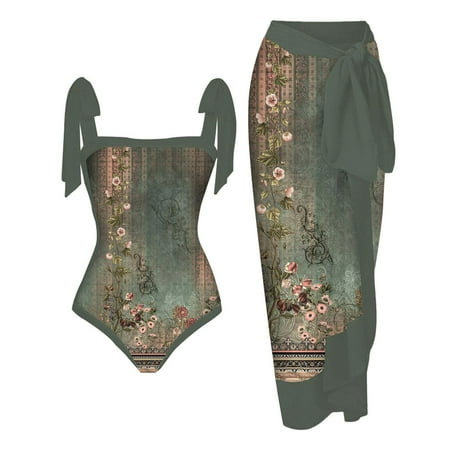HHei_K Women s Fashion Retro Printed Conservative One-piece Beach Dress Set (2 Piece Set With Bra Pads And No Steel Bra)
HHei_K Women s Fashion Retro Printed Conservative One-piece Beach Dress Set (2 Piece Set With Bra Pads And No Steel Bra)