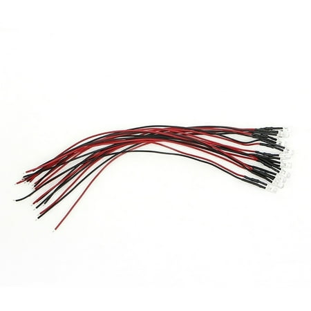 10Pcs 20cm 3mm/5mm LED Lamp Cable Bulb Pre-wired DC Emitting Diode Light