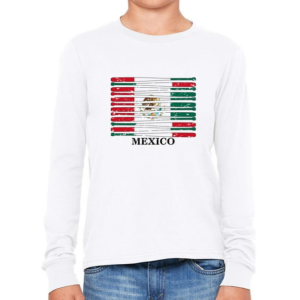Mexico Baseball Classic - World Vintage Bats Flag Boy's Long Sleeve T-Shirt