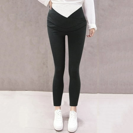 Women Adjustable Head Double Brace Maternity Legging Casual Pants