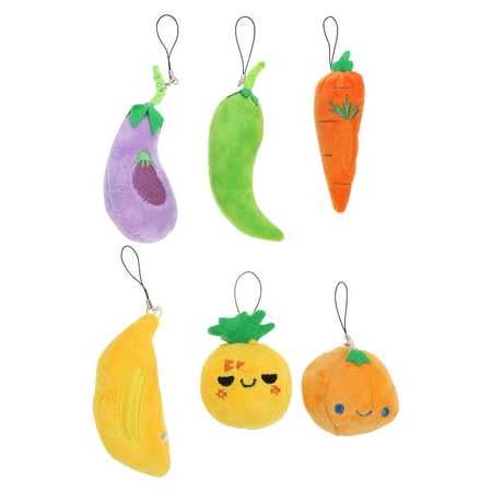 6Pcs Fruit Key Decor Children Plush Playthings Doll Pendant (Random Style)