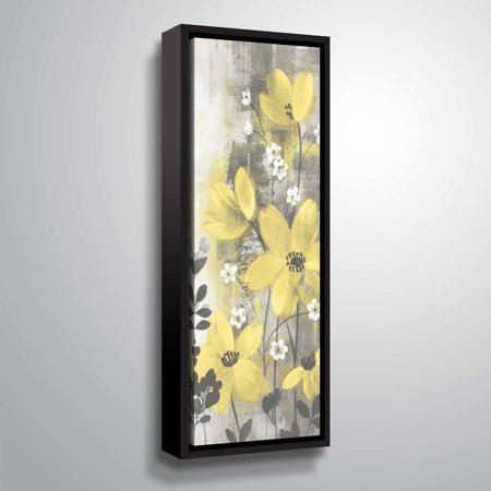 ArtWall 's Floral symphony Yellow gray I Gallery Wrapped Floater-framed Canvas