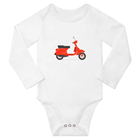 Cartoon Scooter Funny Baby Long Sleeve Outfits Boy Girl Unisex (White 6-12M)