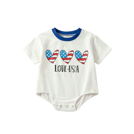 Infant Baby Boys Girls 4th of July Romper Short Sleeve Patriotic Heart Print Bodysuit Summer Clothes
Infant Baby Boys Girls 4th of July Romper Short Sleeve Patriotic Heart Print Bodysuit Summer Clothes