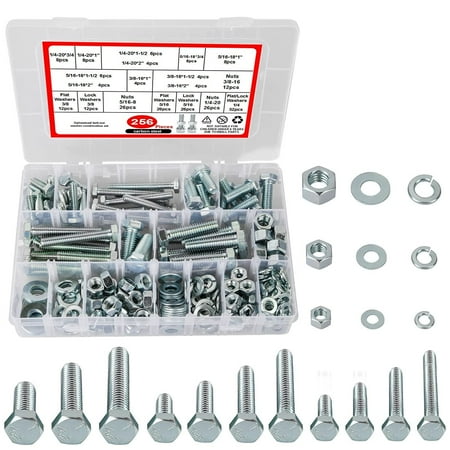 Hakkin 256PCS Hex Bolts Nuts Assortment Kit 1/4-20 5/16-18 3/8-16 Screws Flat Lock Washers Set
Hakkin 256PCS Hex Bolts Nuts Assortment Kit 1/4-20 5/16-18 3/8-16 Screws Flat Lock Washers Set