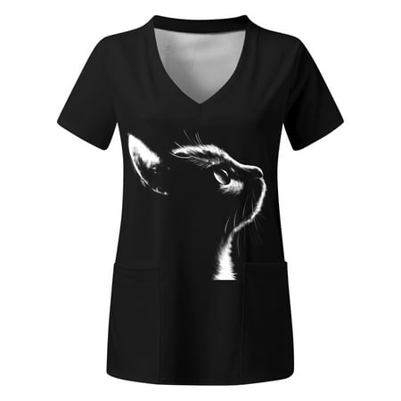 Women Scrubs Top Working Uniform Plus Size Nurses Clothing Top Short Sleeve V-Neck Pockets Printed T-Shirt
Women Scrubs Top Working Uniform Plus Size Nurses Clothing Top Short Sleeve V-Neck Pockets Printed T-Shirt