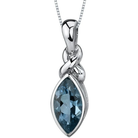 Peora 1.75 Carat T.G.W. Marquise Cut London Blue Topaz Rhodium over Sterling Silver Pendant, 18