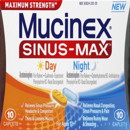 Mucinex Sinus-Max Day and Night Caplets, 20 Count - Walmart.com
