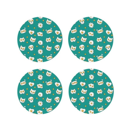 Coasters Set of 4 - Cute Fried Egg Skull Drink Coasters for Tabletop Protection Leather Coasters for Living Room Decor and Housewarming Gift Round Shape
Coasters Set of 4 - Cute Fried Egg Skull Drink Coasters for Tabletop Protection Leather Coasters for Living Room Decor and Housewarming Gift Round Shape