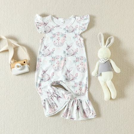 NIUREDLTD Toddler Girls Easter Fly Sleeve Cartoon Rabbit Prints Romper Bell Bottoms Jumpsuit Clothes
NIUREDLTD Toddler Girls Easter Fly Sleeve Cartoon Rabbit Prints Romper Bell Bottoms Jumpsuit Clothes